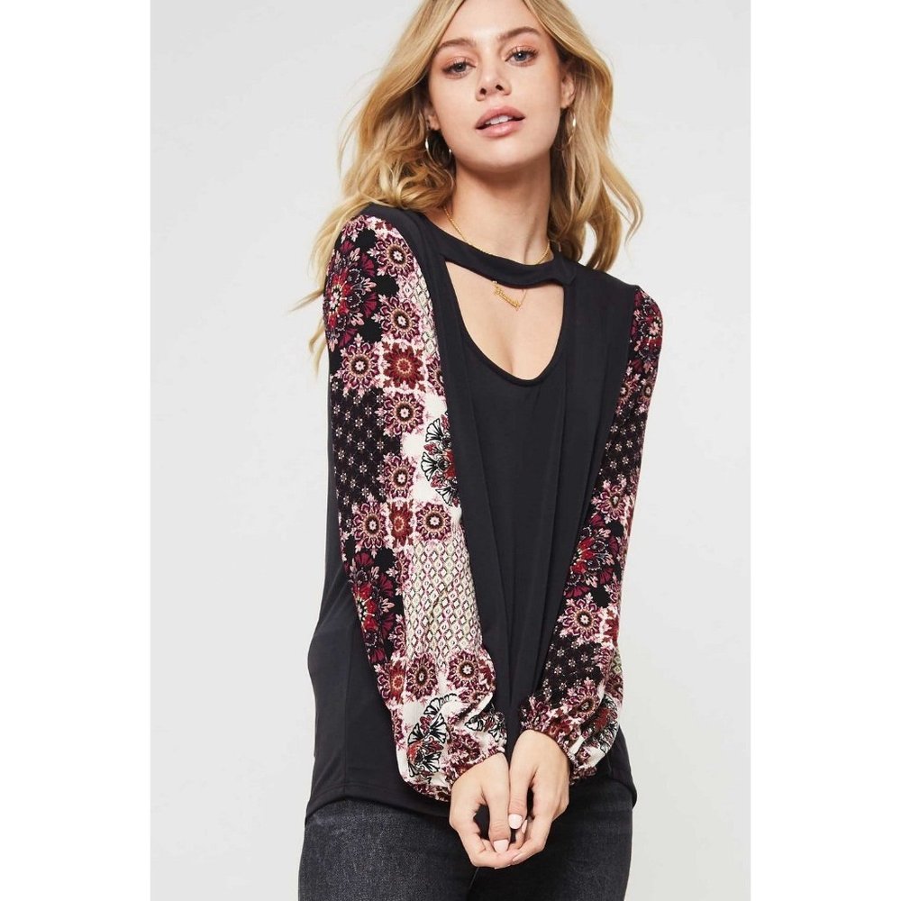 Promesa Floral Print Sleeve Knit Top - Picture 3 of 6